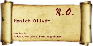Menich Olivér névjegykártya